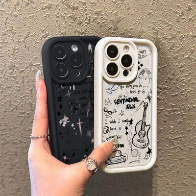 华为mate60插画英文吉他苹果13promax适用14plus小众12荣耀iPhone15高级感OPPO糖果16手机壳VIVOx200小米红米