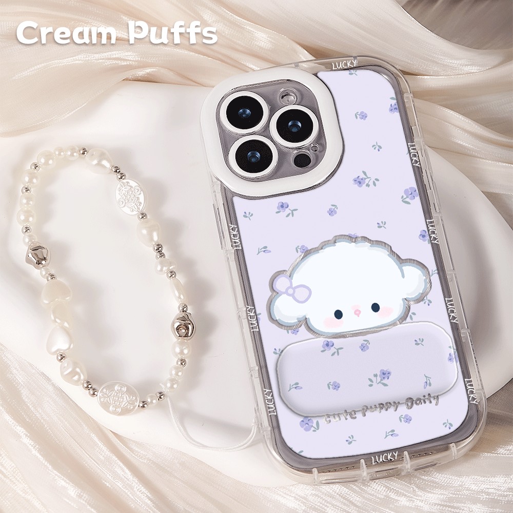 OPPOReno15少女心iPhone16带挂绳真我NEO7TURBO手机壳软苹果14镜子支架13适用17ProMax碎花小狗VIVOx300ins风