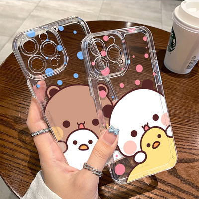 卡通适用iPhone12苹果16情侣一二布布OPPORENO14华为Nova13透明软15ProMax可爱手机壳VIVOX200S红米TURBO4PRO