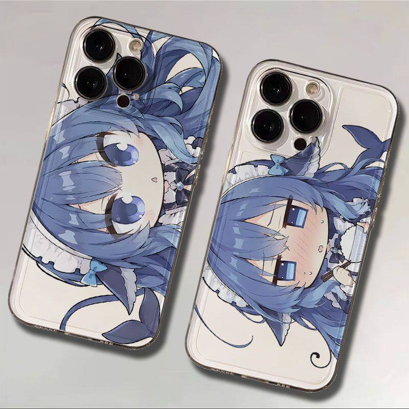 适用iPhone13苹果15p12创意透明18ProMax软14PLUS高级感手机壳呆萌脸红Q版鯨鱼娘适用OPPORENO16/小米17ULTRA