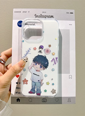 新款一加13适用17ProMax大孔1614plus华为HI畅享80PRO硬12手机壳带挂绳iPhone15Q版可爱林俊杰比心红米k80pro