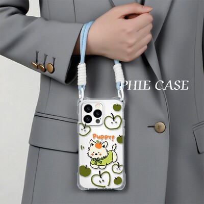 防摔12ProMax少女心iPhone15苹果西高地16plus透明x200适用可爱手机壳软14四角开孔13斜挎手腕挂绳OPPOFindx8