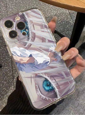 16PLUS适用iPhone14卡通苹果12透明软NOTE15横屏五条悟VIVOy500手机壳红米TURBO4PRO一加13T潮酷小米17ProMax