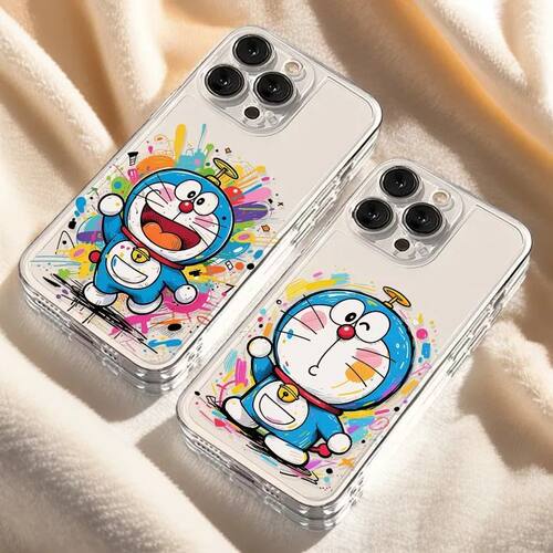 苹果14透明16PLUS软iPhone15彩绘叮当猫VIVOx300卡通适用13华为mate80ProMax手机壳小米17PRO可爱12少女心k90