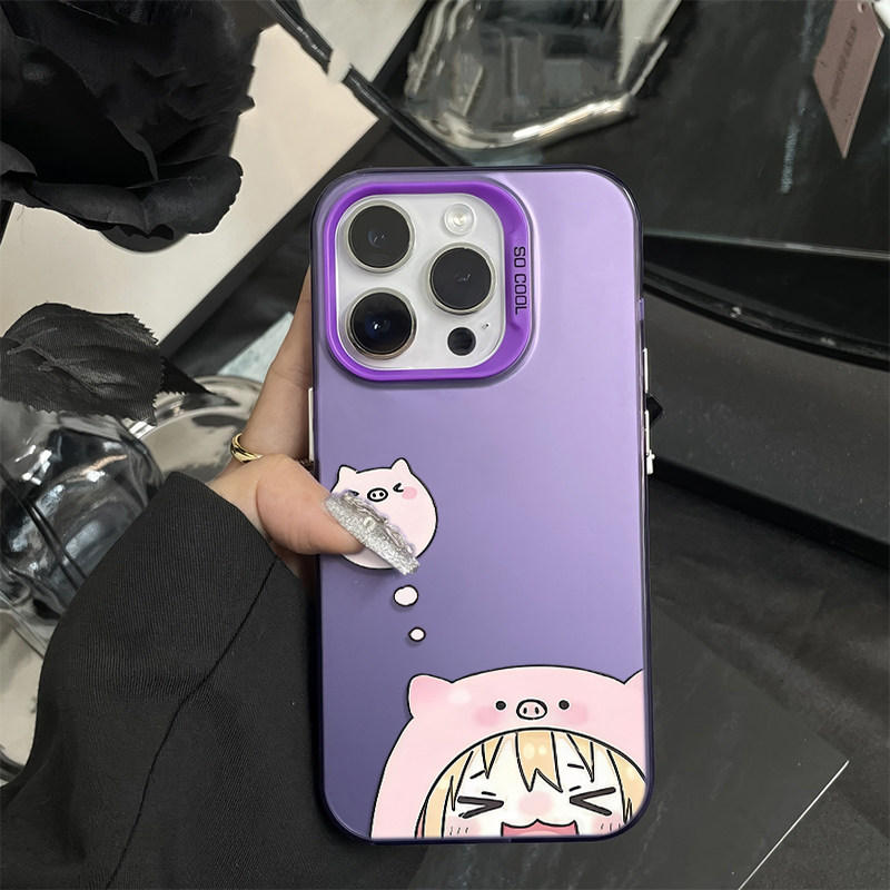 华为PURA80动漫iPhone12苹果14创意17彩银硬一加15T小众适用16PLUS高级感13ProMax手机壳干物妹想小猪荣耀WIN