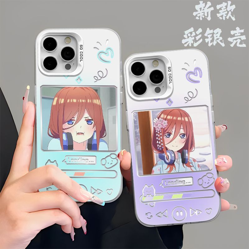 适用红米NOTE17适用iPhone13苹果15创意硬14PLUS高级感12ProMax手机壳耳机中野三玖动漫适用华为NOVA16麦芒40