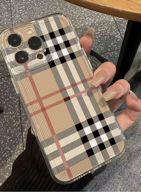 复古新款条纹iPhone12适用一加13T创意苹果15手机壳透明软14ProMax小众16PLUS红米TURBO4简约OPPOFINDX8ULTRA