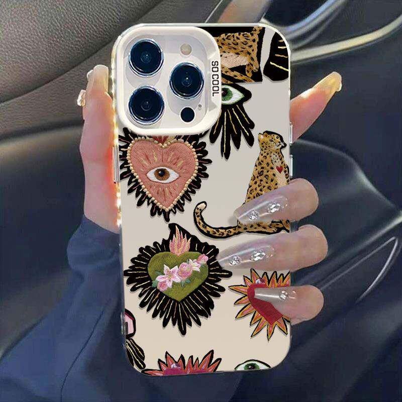 爱心媚眼豹子小米CIVI5PRO创意iPhone16E苹果12卡通OPPORENO14彩银17ProMax硬适用15PLUS高级感一加13T手机壳