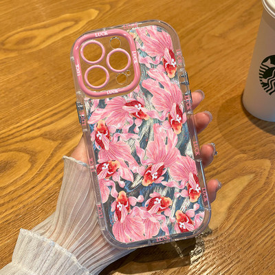 iPhone13ins风荣耀500高颜值泡芙羽纱VIVOIQOO15适用OPPORENO14小众苹果16Plus软小米17ProMax手机壳满屏锦鲤