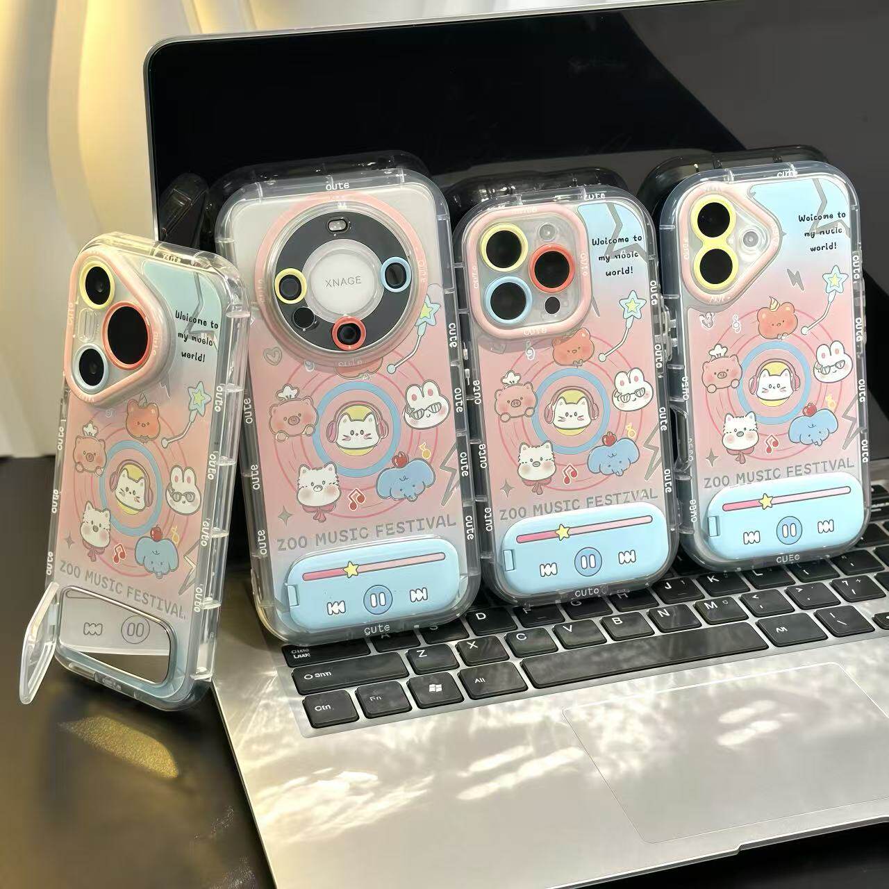 iPhone16适用Nova13苹果14羽纱泡芙17少女心12可爱唱片荣耀畅玩70PLUS手机壳软15ProMax带镜子支架华为PURA80