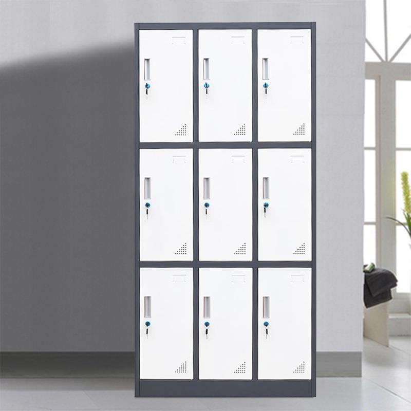 广西钢制拆装员工储物柜存包柜铁皮柜带锁浴室衣柜更衣柜9门柜鞋