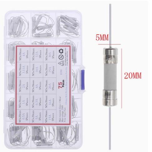 5X20带线陶瓷保险丝带引脚熔断器带线保险丝座混装套件