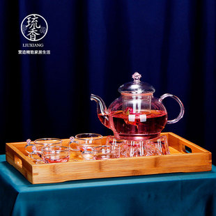 花茶壶泡红茶器蜡烛加热茶杯英式 家用耐高温玻璃茶具套装 下午茶壶