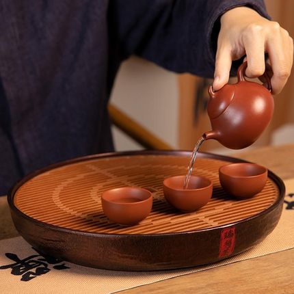 32支电木圆形储水茶盘小型沥水茶托盘客厅家用干泡茶台大容量