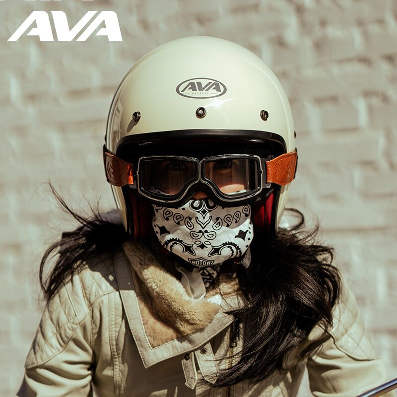 AVA复古半盔男摩托车头盔女夏季3C四分之三盔机车复古头盔GARAGE