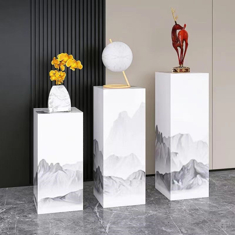 大理石雕塑底座摆台玄关岩板电视柜旁边落地客厅花架底基座台