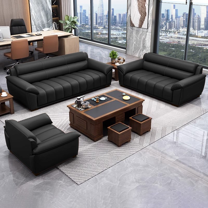 2024新款办公沙发简约商务接待室洽谈休息区三人位茶几一体组合套