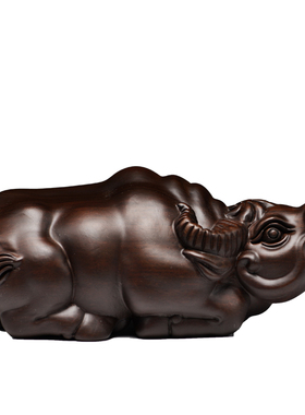 木雕牛黑檀实木雕刻生肖牛家居客厅装饰品业红木工艺礼品