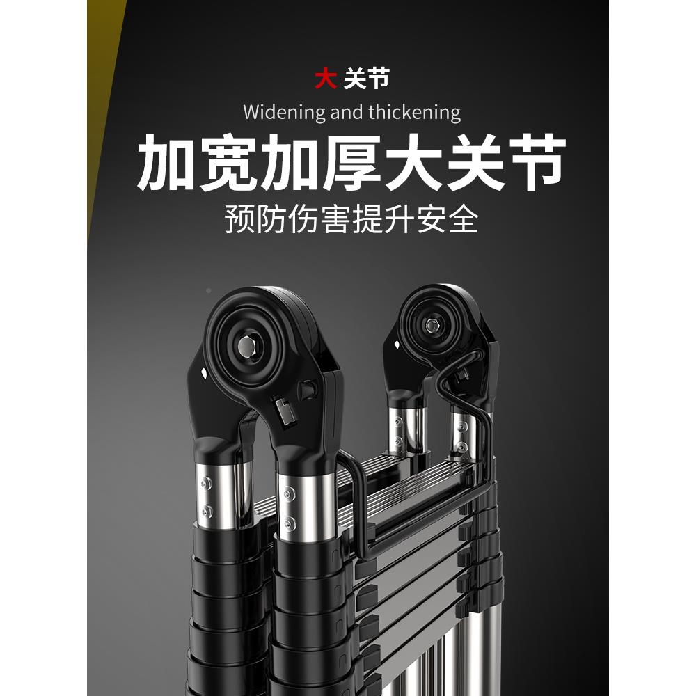 伸PUM缩梯子升降工程梯铝合金便携家用能人字钢梯多功不直梯锈折