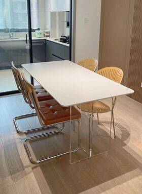 克力浮悬亚纯白岩XRJ板饭餐桌椅组合家用小户型现代简约长方形吃
