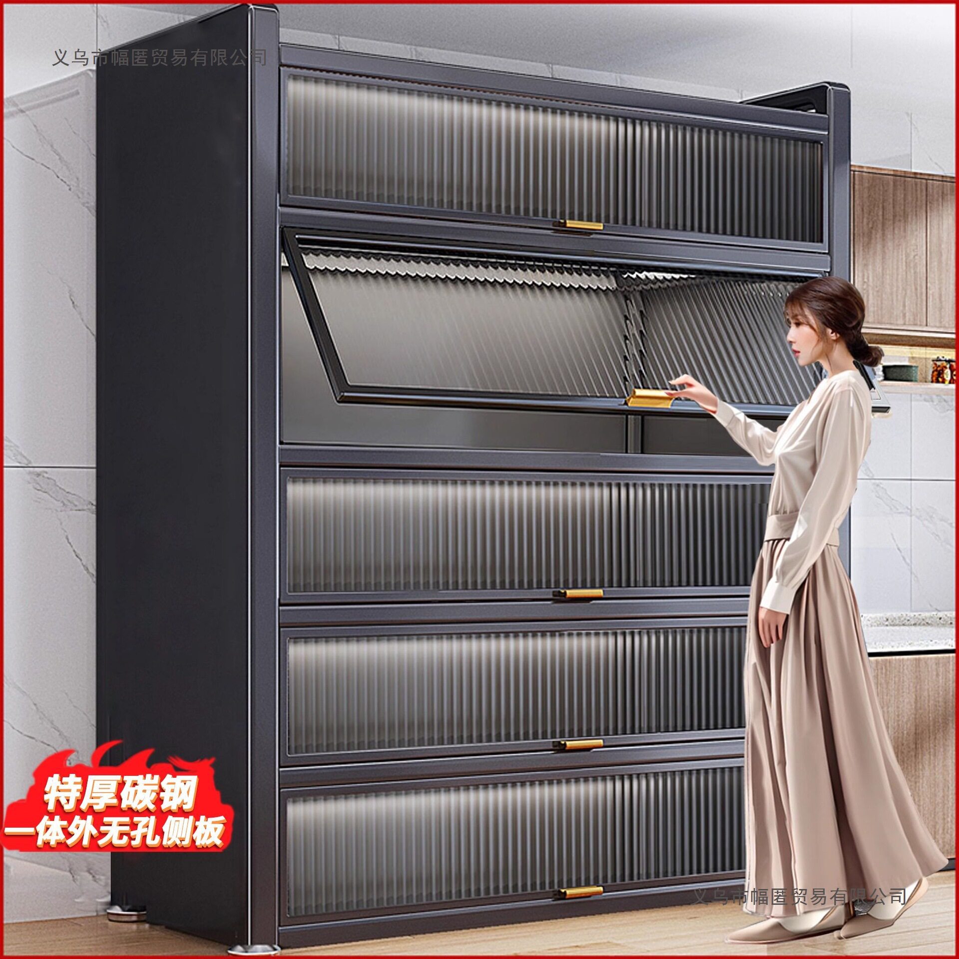 轻奢酒柜带门透明靠墙一体客厅展示柜现代简约家用高档酒架储物柜