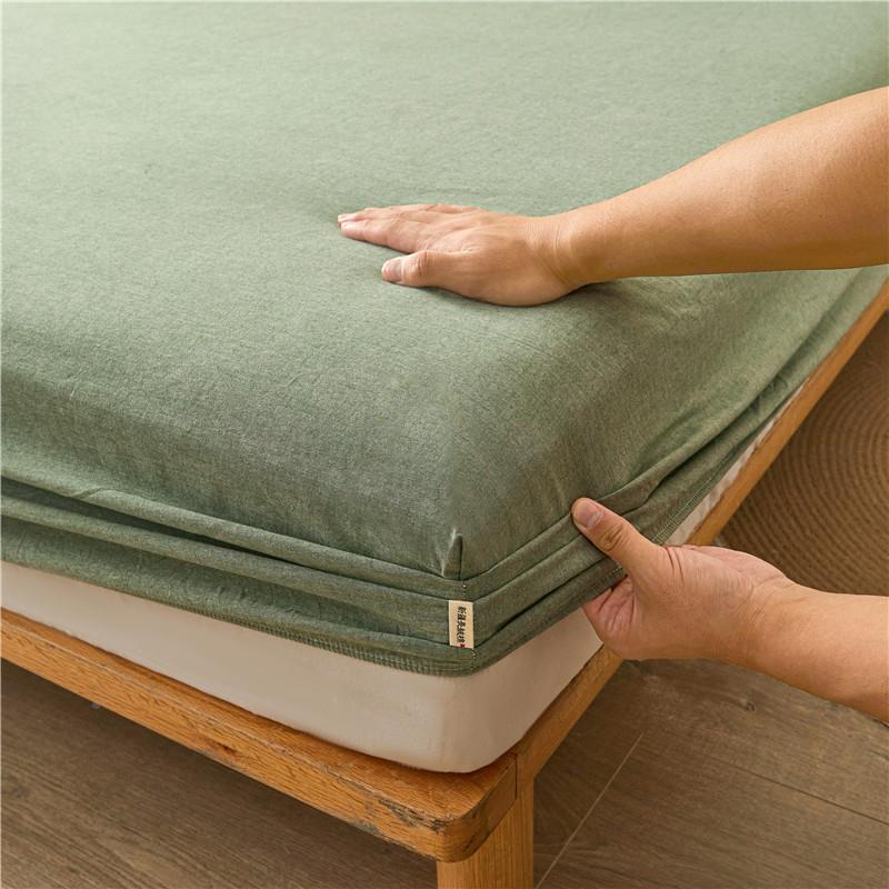 棉TZD类纯棉床笠三件套式日格子水洗棉床罩单件a家用全床垫保护套