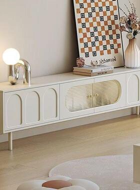 奶油风几电客视柜一体BC085-6茶组合简约现代法式小户型厅白色电