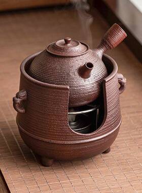 粗陶红泥煮茶炉双耳三温茶酒蜡烛加热精炉煮茶器茶足壶炉VKR加热