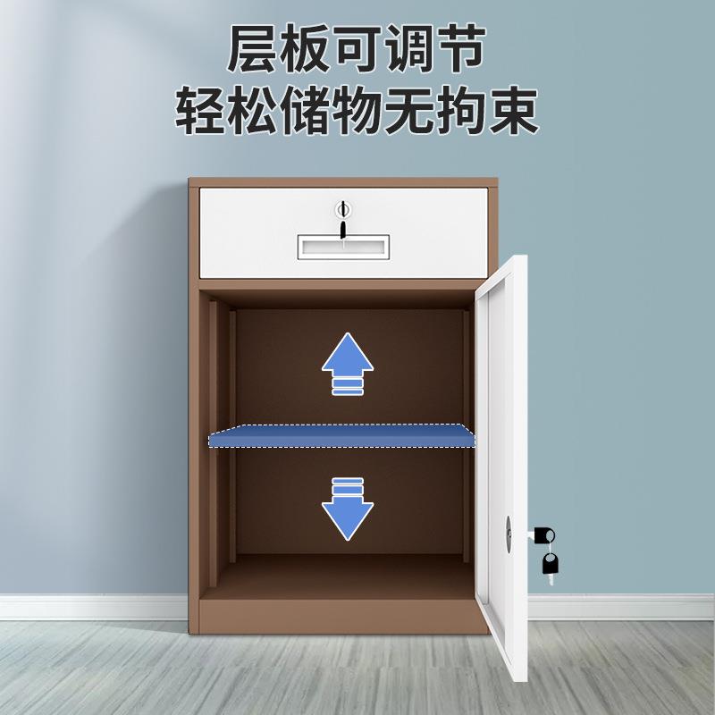 铁皮文件柜矮柜办公室储物柜档案资料柜带锁抽屉柜桌下收纳小柜子