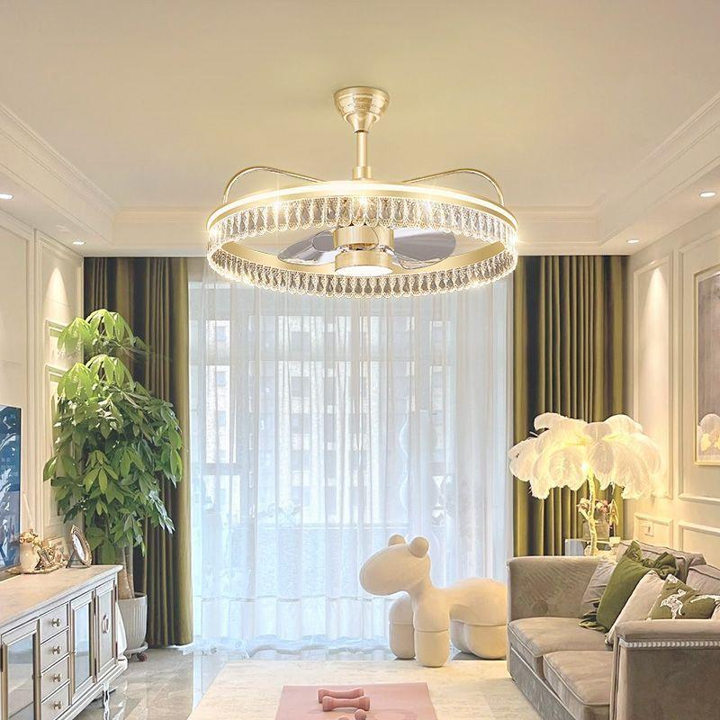 MSS卧室灯吸顶灯客摇头风灯代简扇约轻奢厅水现晶大气家用房间吊