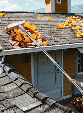 顶落叶钢可调节屋顶清洁工具屋长NVT柄可延耙伸长不锈柄落叶刷屋