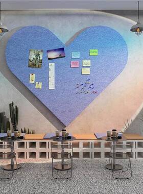 许愿背墙景板墙贴网红打卡拍NNH照区布心置心形毛爱毡照片互动面