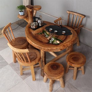 实木茶桌椅组合樟木茶台家用小茶台桌子全实木原生态景观阳台小型