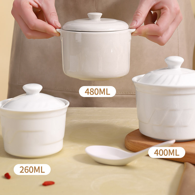 陶瓷小炖盅隔水炖家用燕窝鸡蛋羹带盖老式炖罐商用蒸蛋碗盅炖盅