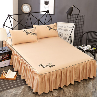 单床罩床上床单纯色三件套1.5m1.8m床单双人 送枕套床裙单件春夏季