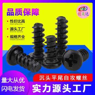 PB黑色圆头平尾自攻盘头平尾自攻螺丝电子小螺丝钉碳钢