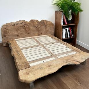 蜀木创艺侘寂风原始木头全纯实木床2米x2米2双人床架榫卯结构中式