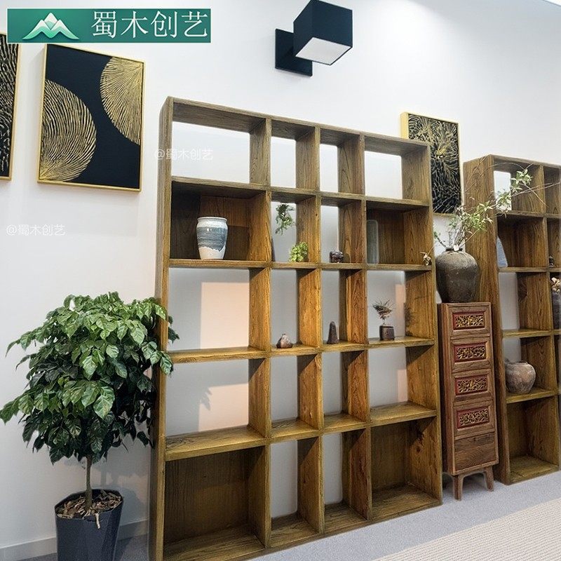 新中式实木博古架原木置物架