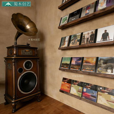复古实木壁挂CD唱片收纳架