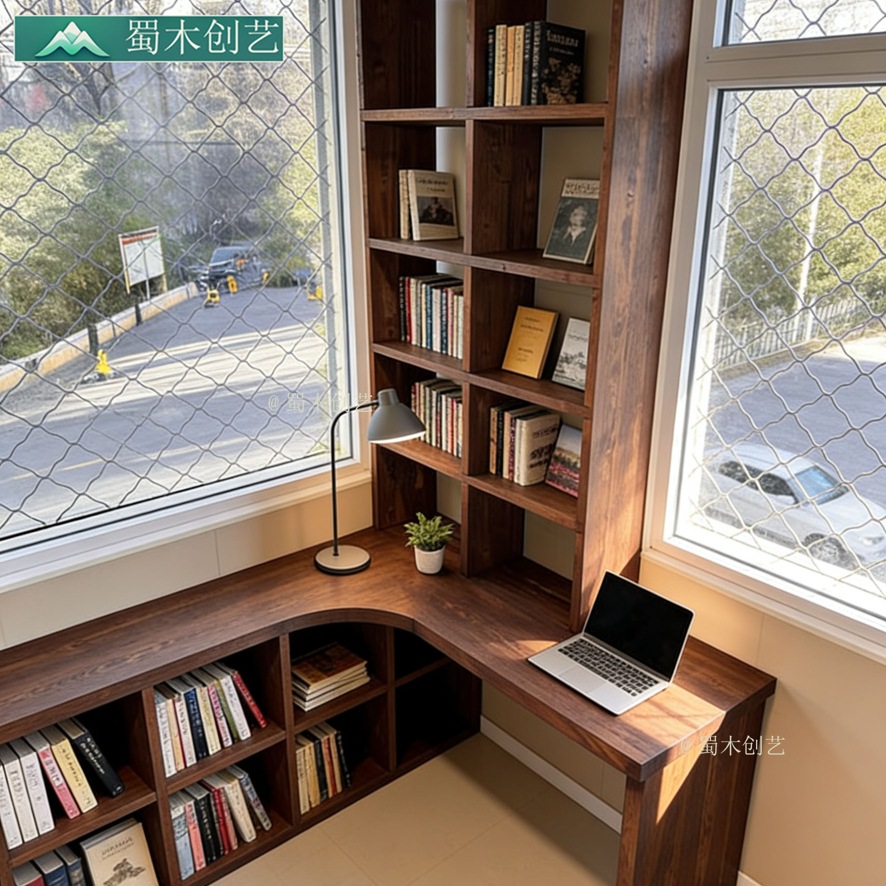 实木转角一体书架书桌书架一体桌子家用大量储物书柜书房氛围布置,住宅家具,书架,淘宝优惠券,粉丝福利购,淘宝优惠卷