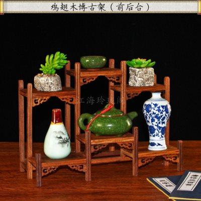 鸡翅木实木小博古架古玩古董紫砂茶壶展示架子红木中式家居多宝阁