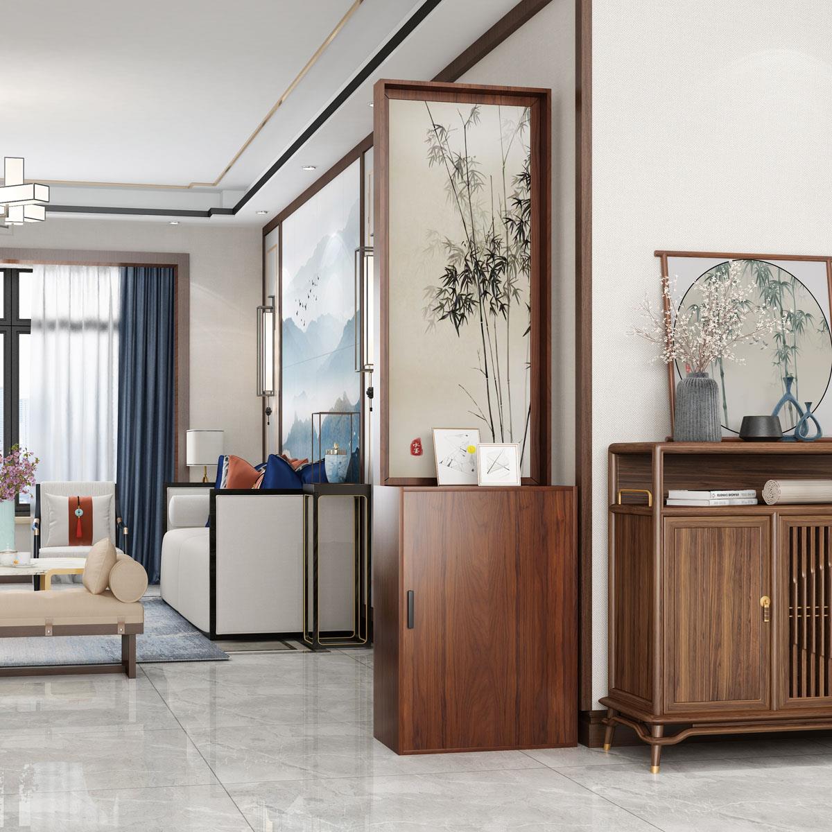 新中式入户多功能屏风隔断柜鞋柜置物架客厅现代进门简约玄关柜