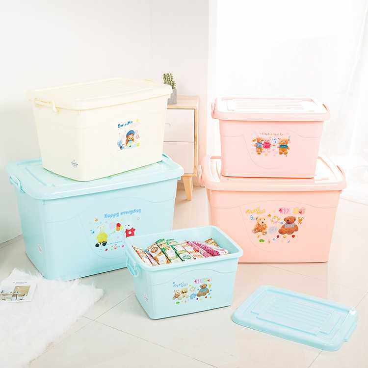 直销塑料收纳箱带盖滑轮衣物整理箱家用加厚车载大号