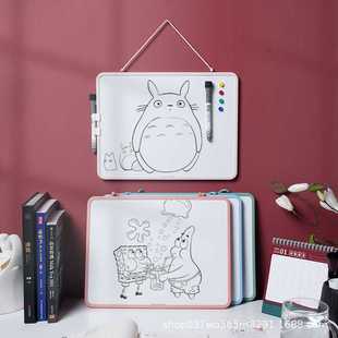 富尼ft-8637莫兰迪色边框挂式小白板磁性双面可擦写字板