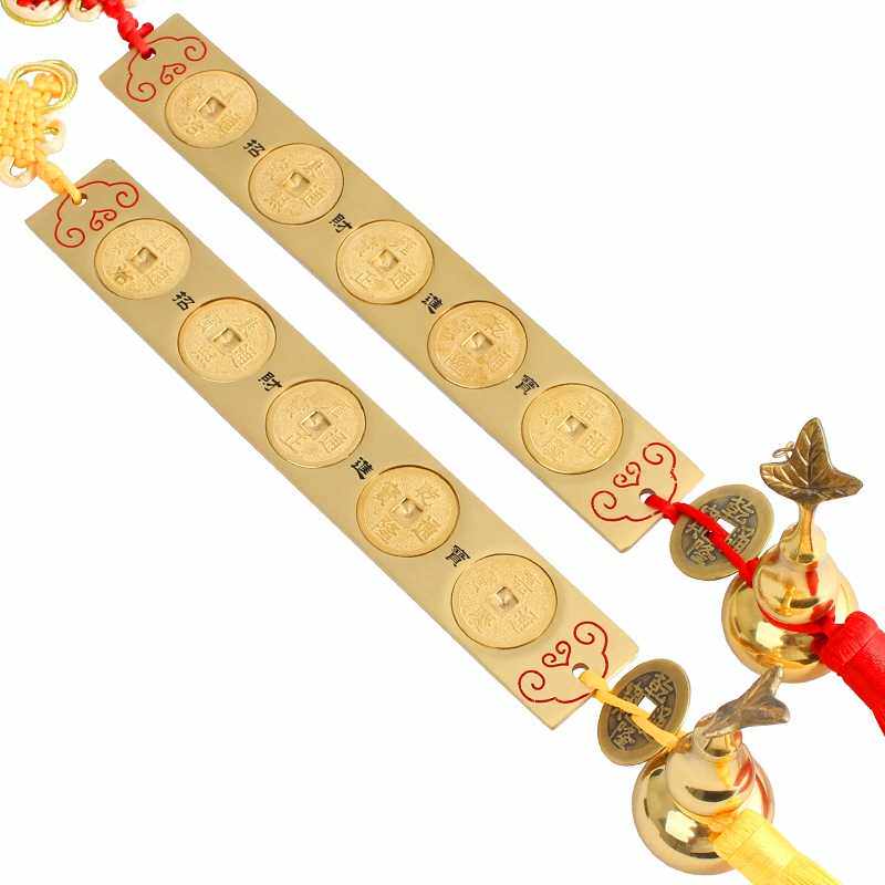 纯黄铜实心五帝尺六帝尺十帝尺丁兰尺葫芦铜钱尺挂件摆件家居