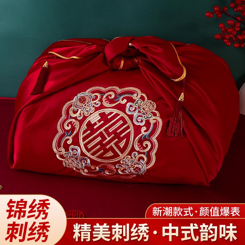 结婚包袱皮刺绣大号红包袱新娘陪嫁喜盆包裹布包袱布婚庆用品大全