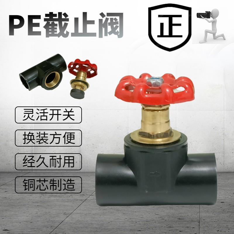 PE截止阀热熔升降式阀门全铜阀芯水阀20 25 32 40 50 63 75 90