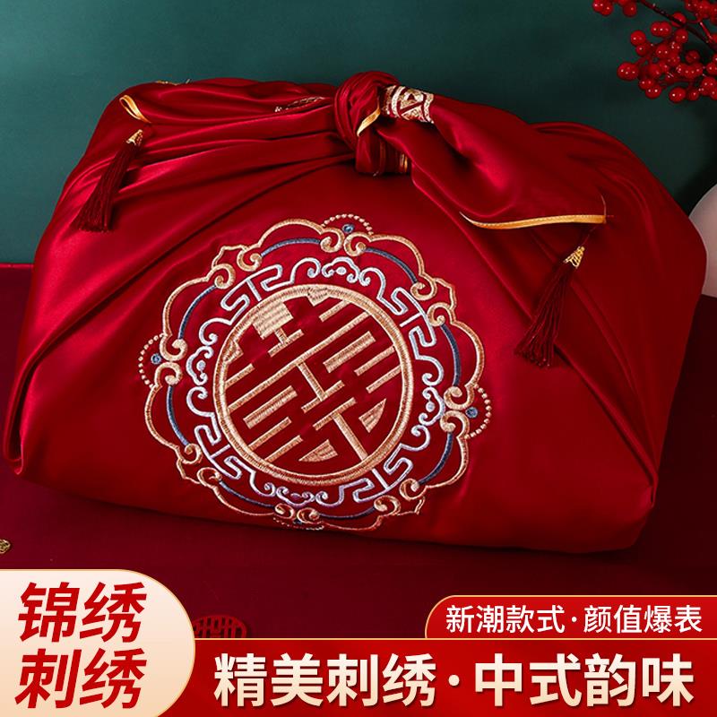 结婚包袱皮刺绣大号红包袱新娘陪嫁喜盆包裹布包袱布婚庆用品大全