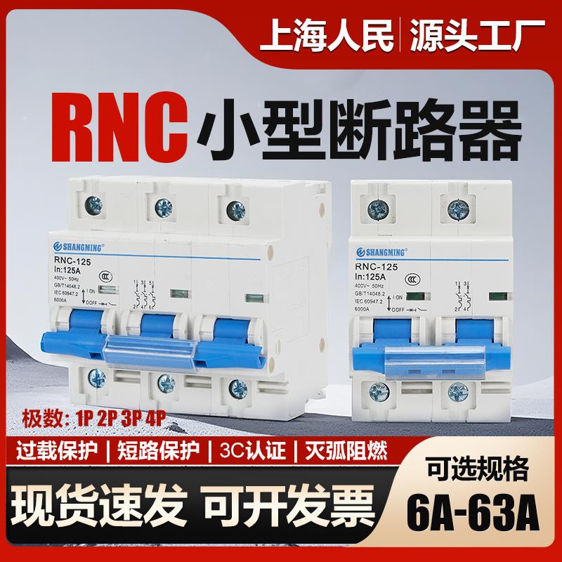 上海人民小型断路器DZ47-80A100A125A空气开关RNC 1P2P3P4P