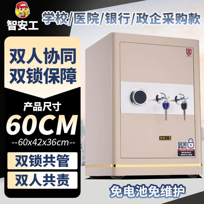 智安工保险柜双人双锁管理全钢保险箱家用办公银行钥匙款保管柜